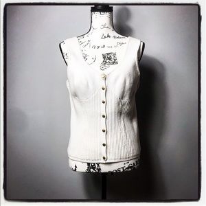 Topshop Women’s Knitted Ivory Popper Front Tank